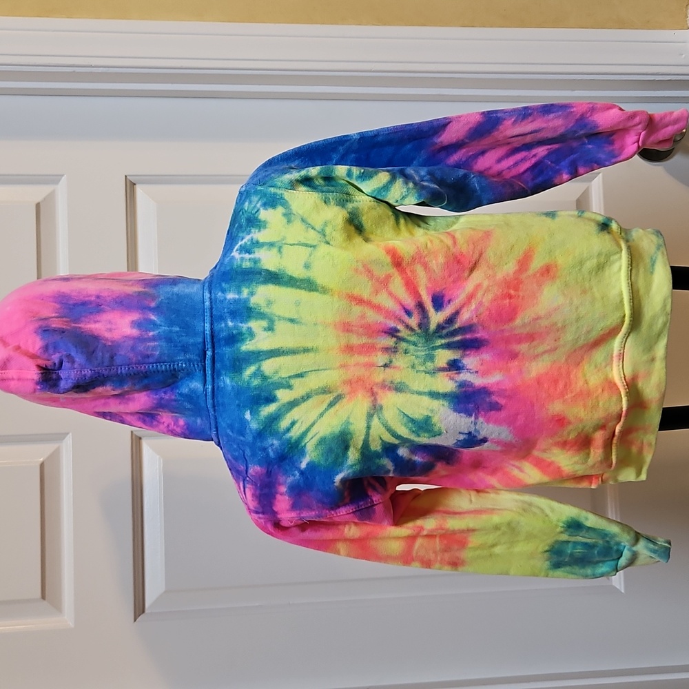 JON LAUREN Colorful Tie-Dye Psychedelic Kids Pullover Hoodie - S - Picture 3 of 4